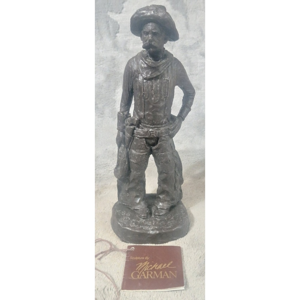 Michael Garman 1986 Cowboy Sculpture Bronze Tone Western Americana Figure READ
